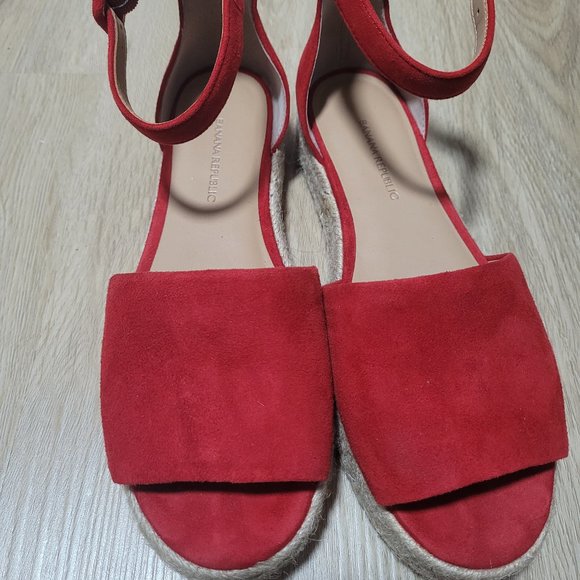 Red flat leather espadrilles - Picture 1 of 4